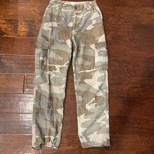 Topshop Cargo‎ Pants Size 4 High Waist Camo Utility Combat Cotton EUC